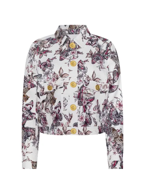 L'Agence Nyx butterfly-print cropped jacket White 10007LMQ