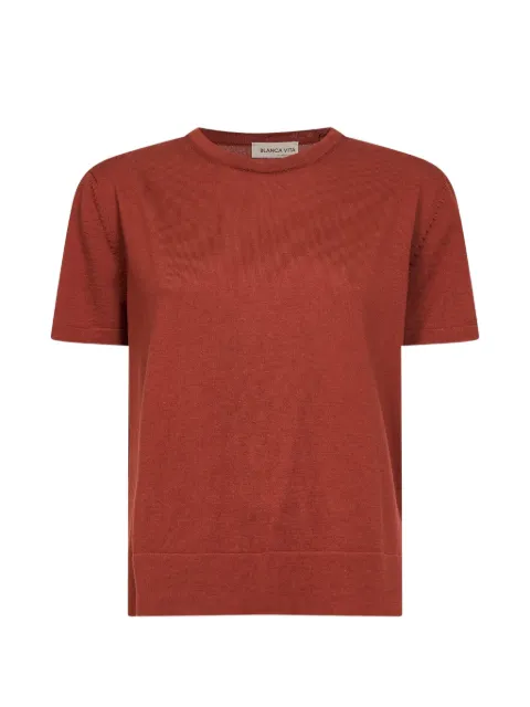 Blanca Vita ribbed short-sleeve sweater Brown 5726014006159