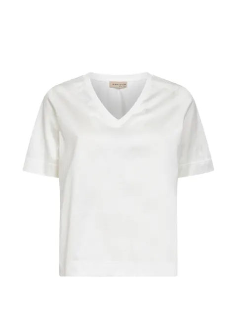 Blanca Vita V-neck short-sleeve T-shirt White 6020574000