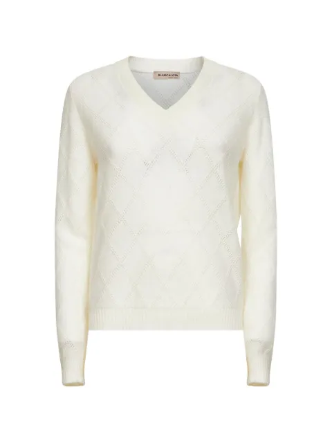 Blanca Vita ribbed v-neck sweater Neutrals 2328615586
