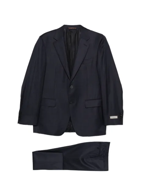 Canali herringbone buttoned suit Blue BX00570E12280