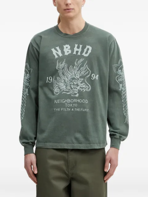 Neighborhood graphic-print cotton T-shirt Green 252PCNHLT14