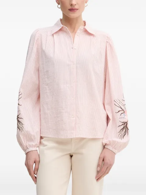 Mos Mosh Ciu Oxfo striped embroidered shirt Pink 177980