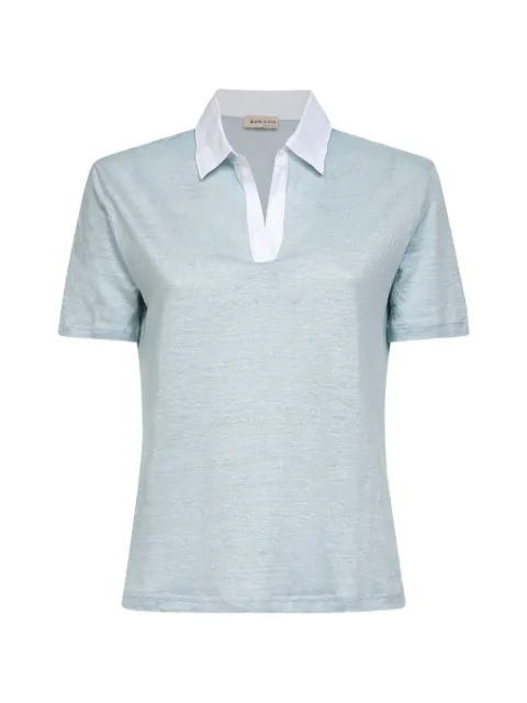 Blanca Vita poplin V-neck T-shirt Blue 6027796811409