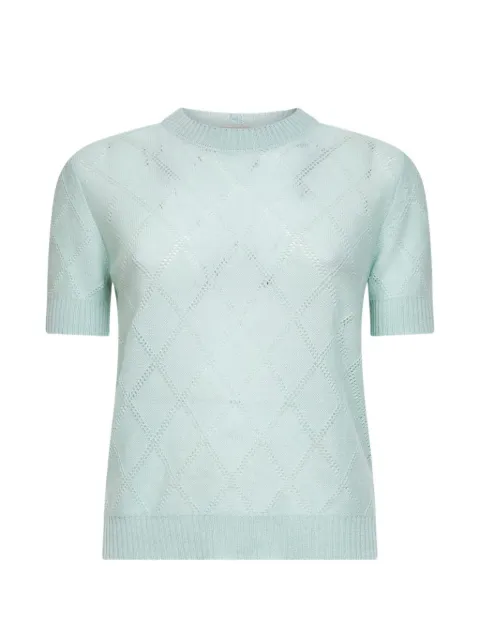 Blanca Vita diamond-stitch buttoned sweater Green 2329215586404