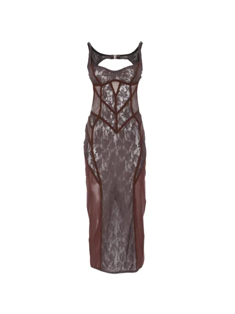 The Attico lace-panelled midi dress Brown 260WCW00284MIX079AA