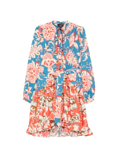 ETRO floral ruffled mini dress Blue WRHA062999SAEI3