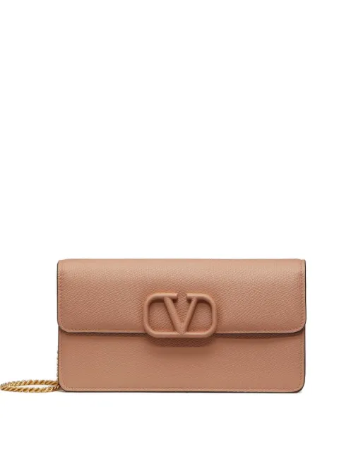 Valentino Garavani VLogo Signature grainy calfskin wallet with chain Neutrals WP0BB4BEM