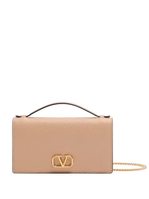 Valentino Garavani VLogo signature grainy calfskin wallet with chain Neutrals WP0AU1SNP
