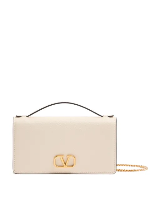 Valentino Garavani VLogo signature grainy calfskin wallet with chain Neutrals WP0AU1SNP