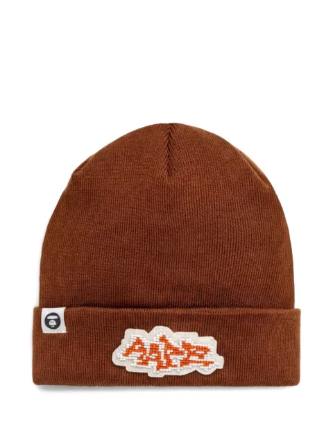 AAPE BY *A BATHING APE® logo-patch beanie hat Brown AHT5292XXN
