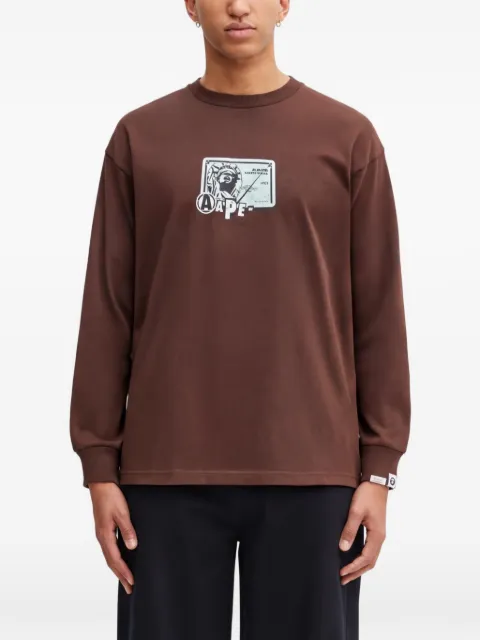 AAPE BY *A BATHING APE® graphic-print long-sleeve T-shirt Brown ALT1752XXP