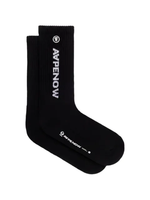 AAPE BY *A BATHING APE® logo-lettering ribbed-knit socks Black AS04867