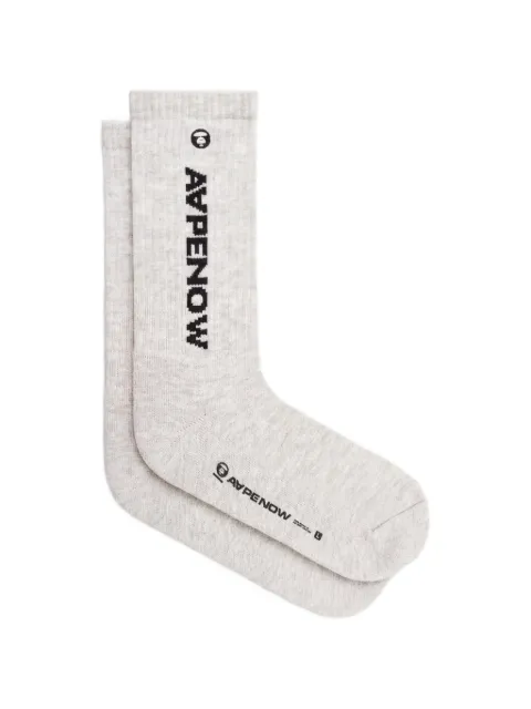 AAPE BY *A BATHING APE® logo-print ribbed-knit socks Grey AS04867
