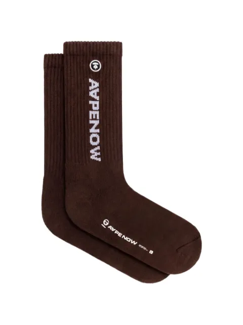 AAPE BY *A BATHING APE® logo-embroidered ribbed socks Brown AS04867
