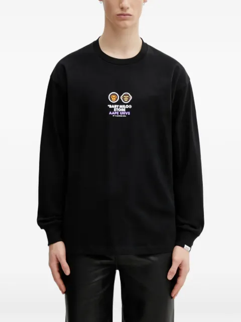 AAPE BY *A BATHING APE® Baby Milo graphic-print long-sleeve T-shirt Black ALT9797XXP