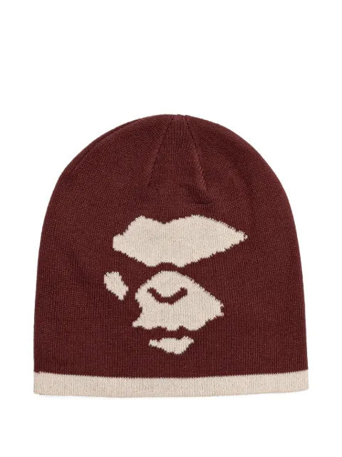 A BATHING APE® Mad Face logo beanie Red 001HTL801006MBRG