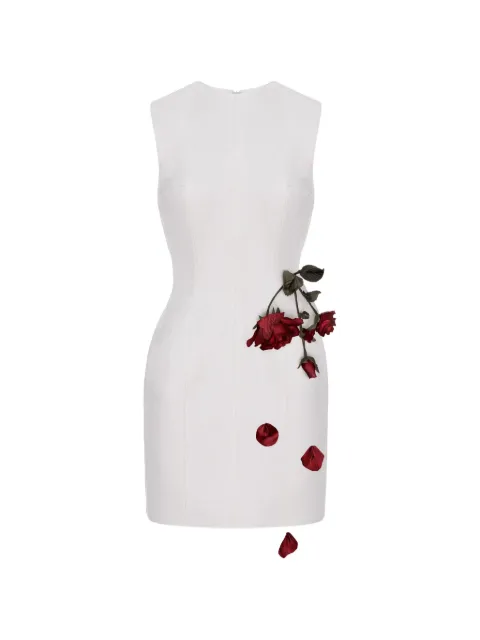 Cristina Savulescu rose-appliqué sleeveless mini dress White SSCS25DRS10WHITER