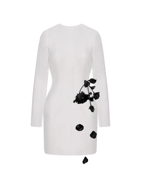 Cristina Savulescu rose-appliqué long-sleeves mini dress White SSCS25DRS21WHITEB
