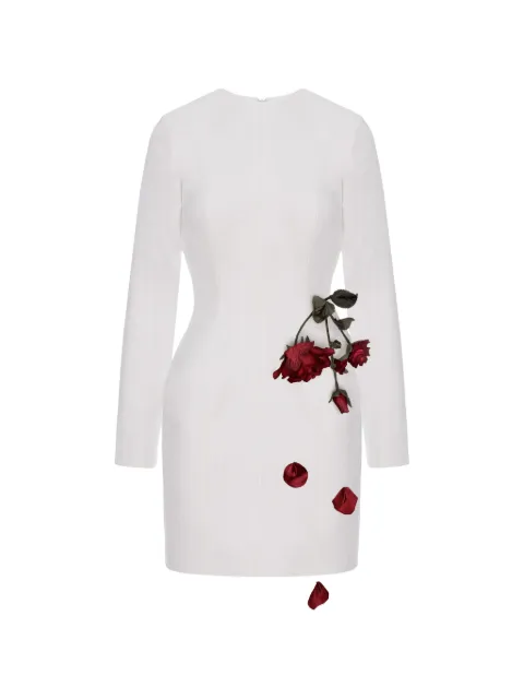 Cristina Savulescu rose-appliqué long-sleeves mini dress White SSCS25DRS21WHITER