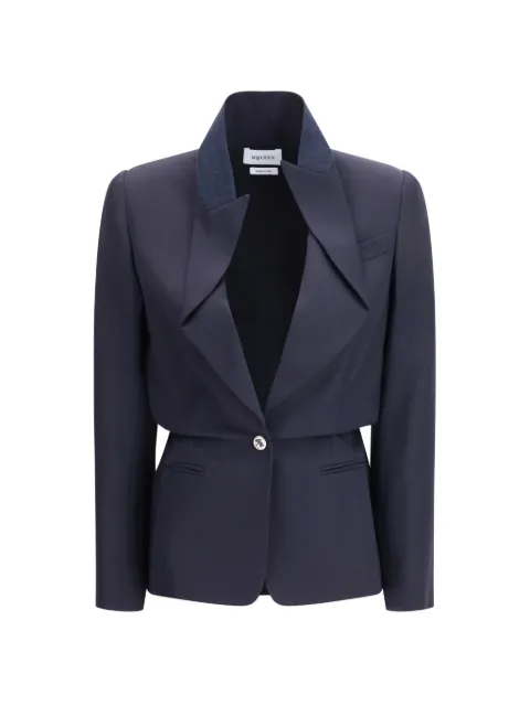 Alexander McQueen folded-lapel single-breasted jacket Blue 870312QJAAC