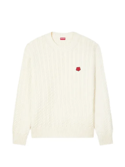 Kenzo Boke Flower cable-knit sweater Neutrals FG55PU7703LK