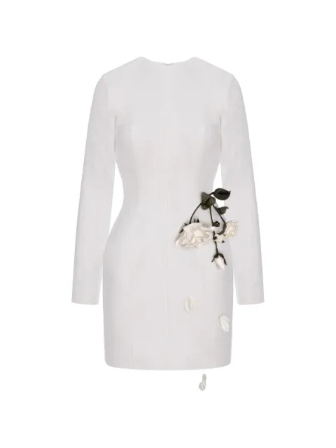 Cristina Savulescu rose-appliqué long-sleeves mini dress White SSCS25DRS21WHITEW