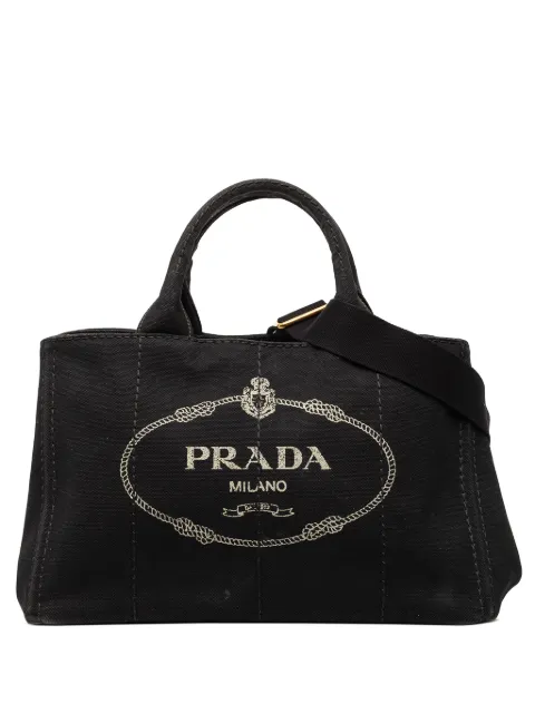 Prada Pre-Owned 2013-2025 Canvas Canapa Logo satchel Black X7QUJUWASTW11X9R