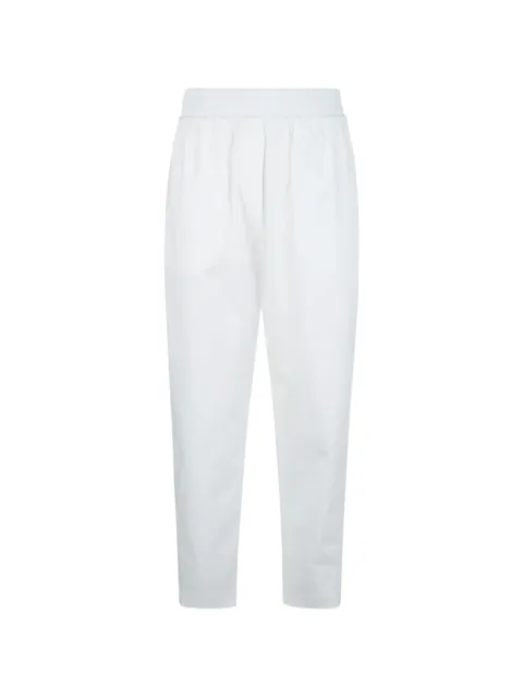 Eleventy elastic-waistband cropped trousers White M80PANM02TES0G12501N