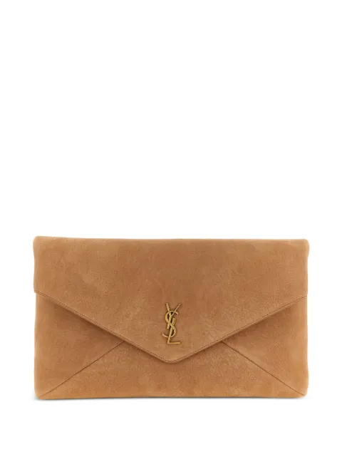 Saint Laurent Cassandre-logo clutch bag Neutrals 851590AAEEL