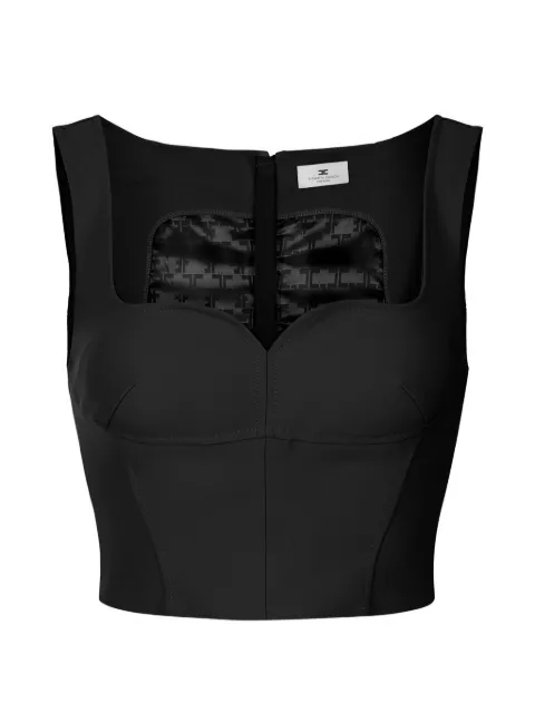 Elisabetta Franchi top in double layer stretch crêpe fabric Black TO04161E2