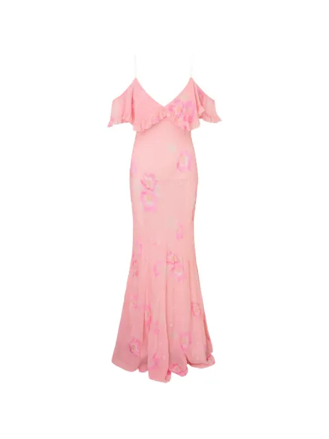 LoveShackFancy Librae ruffled floral maxi dress Pink D38282592