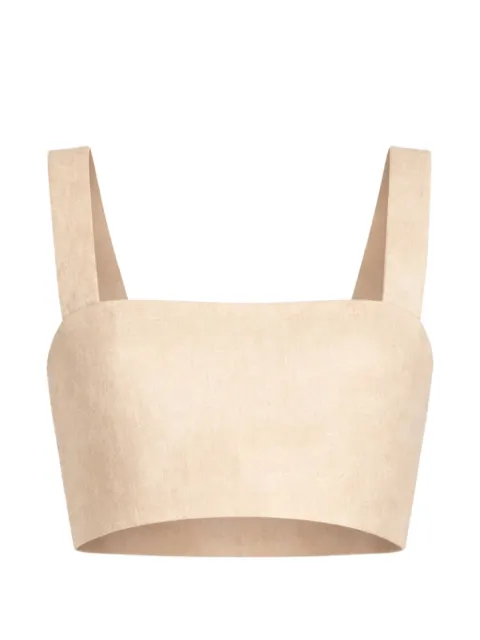 Elie Saab printed linen crop top Neutrals TO126PS25LI002