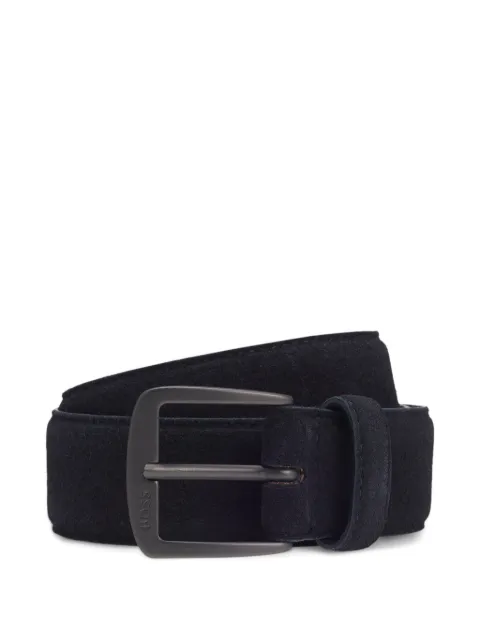BOSS buckle smooth leather belt Blue 50558716