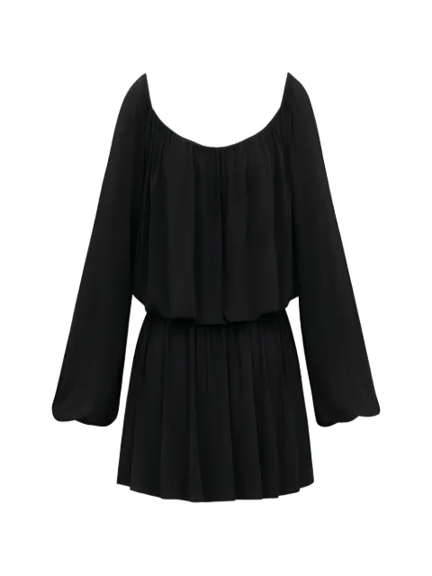 Saint Laurent long-sleeve gathered mini dress Black 820924Y6H33