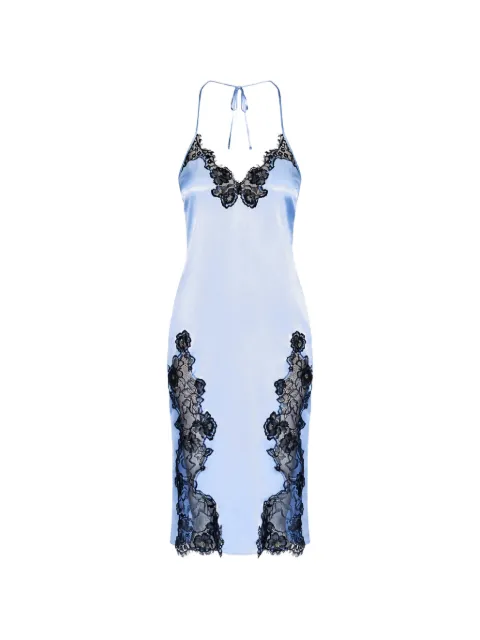 Fleur Du Mal Juliet lace-detail slip midi dress Blue SL01631112