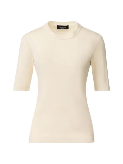 Fabiana Filippi crew-neck crocheted trim T-shirt Neutrals JED266F146L928