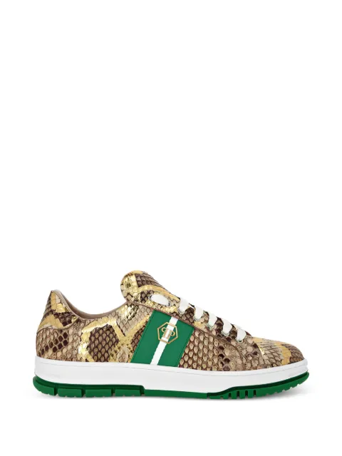 Philipp Plein python leather low top sneakers stripes Brown AAESUSC0870PLE029P