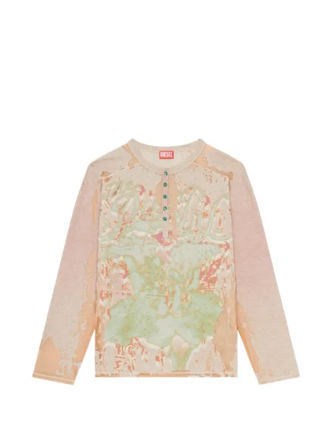 Diesel Henley shirt in printed devoré jersey Neutrals A229180SIBV