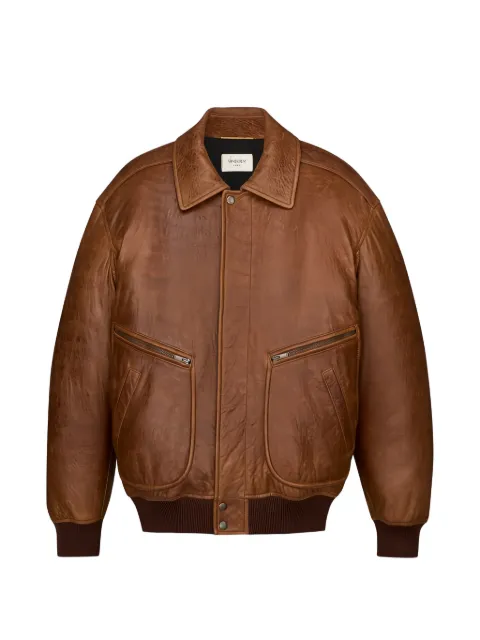 Saint Laurent leather bomber jacket Brown 858313PCEXYCSX2