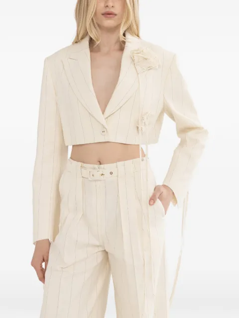 NISSA striped cropped jacket Neutrals S16438