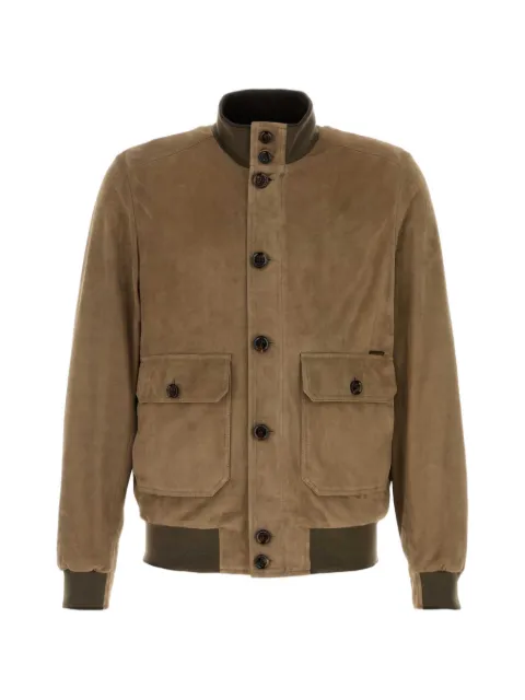 Moorer Carlos button-up suede bomber jacket Neutrals CARLOSUR