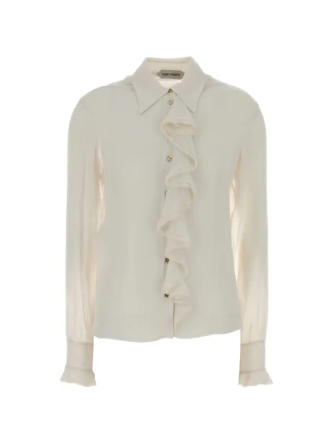 Alberta Ferretti ruffled polo-collar shirt Neutrals A02281617