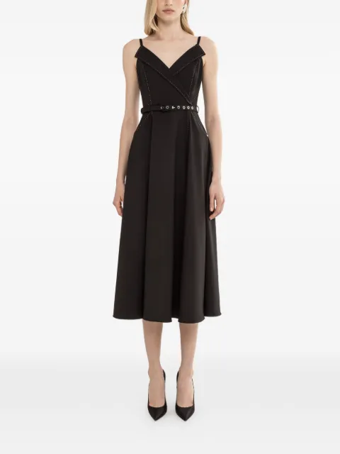 NISSA belted midi dress Black RZ16444BLACK