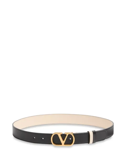 Valentino Garavani VLogo Signature reversible shiny calfskin belt - 30mm / 1.2 in. Neutrals WT0SQ3ZDM