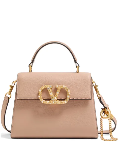 Valentino Garavani Vsling small handbag in grainy calfskin with jewel logo Pink WB0T85PCH