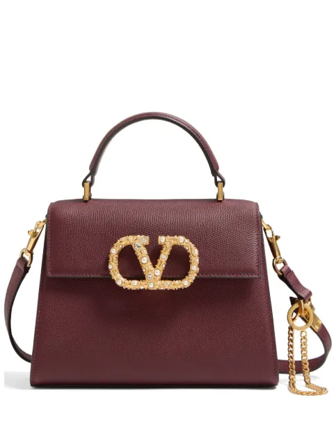 Valentino Garavani Vsling small handbag in grainy calfskin with jewel logo Red WB0T85PCH