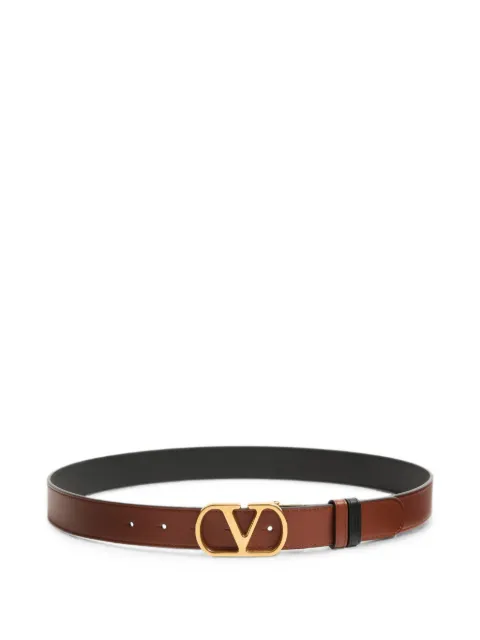 Valentino Garavani VLogo Signature reversible shiny calfskin belt - 30 mm / 1.2 in. Brown 9W2T0SQ3ZDM
