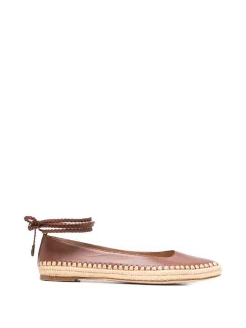 Max Mara braided-trim leather ballet flats Brown 2614521012600