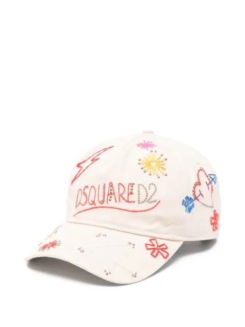 DSQUARED2 embroidered studded cap Neutrals BCM099205C03957